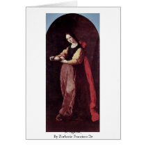 St. Agatha,  By Zurbarán Francisco De Greeting Card