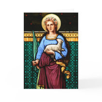 St Agnes of Rome, holding lamb and palm leaf Greeting Card