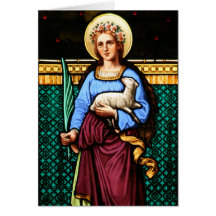 St Agnes of Rome, holding lamb and palm leaf Greeting Card