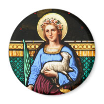 St Agnes of Rome, holding lamb and palm leaf Refrigerator Magnet