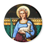 St Agnes of Rome, holding lamb and palm leaf magnets