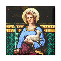 St Agnes of Rome, holding lamb and palm leaf magnets