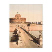 St Angelo Castle and Bridge, Rome, Lazio Italy Postcard