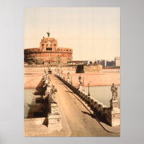 St Angelo Castle and Bridge, Rome, Lazio Italy Print