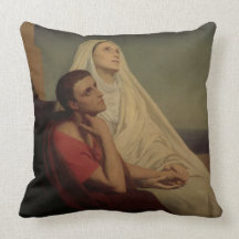 St. Augustine and his mother St. Monica, 1855 Throw Pillows