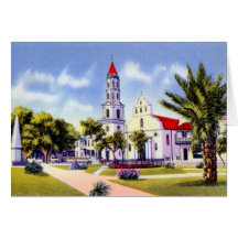 St. Augustine Florida Catholic Cathedral and Plaza Greeting Cards