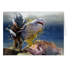 St. Augustine Florida Diver and Shark Greeting Cards