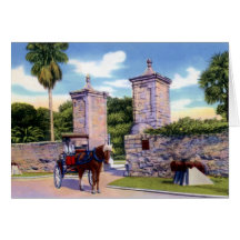 St. Augustine Florida Old City Gates and Buggy Greeting Cards