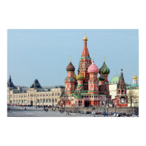 St. Basil Russian cathedral on the Red Square. Mos posters