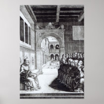 St. Benedict Preaching in the Monastery Print