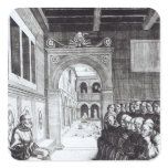 St. Benedict Preaching in the Monastery Square Stickers