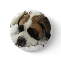 St Bernard Dog Button