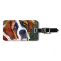 St Bernard Dog Painting luggage tags