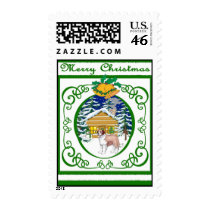 St Bernard Vintage Christmas Stamp