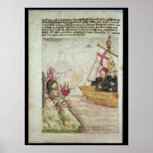 St. Brendan in his ship Print