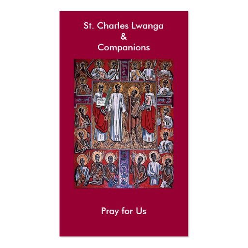 St. Charles Lwanga & Companions Prayer Card Business Card (front side)