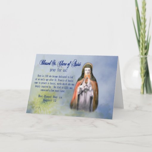 St Clare Feast Day Greeting Card Or Name Day Zazzle