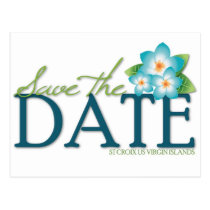 St Croix Blue Frangipani Save the Date postcards
