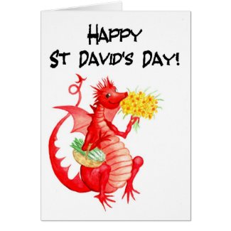 St David's Day Greeting Card: Cute Red Dragon