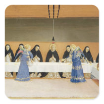 St. Dominic and his Companions Fed by Angels Square Sticker