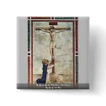 St. Dominic At The Cross Of Christ By Angelico Fra Pinback Buttons