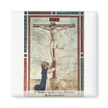 St. Dominic At The Cross Of Christ By Angelico Fra Refrigerator Magnet