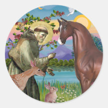 St Francis - Brown Arabian Horse Sticker