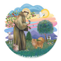 St Francis (ff) - Red Persian cat Round Sticker