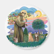 St Francis (ff) - Two Tabby cats Magnets