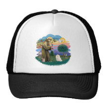 St Francis (ff) - White Persian cat Mesh Hat