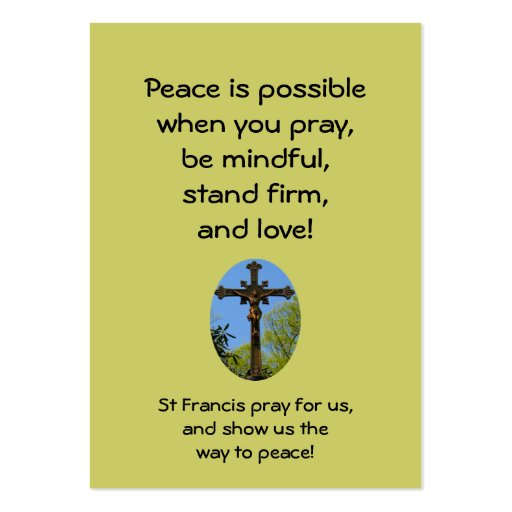 St Francis Prayer Cards Business Card Template (back side)