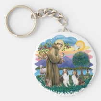 St Francis (W) - 2 Shelties (D&L) keychains