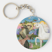 St Francis - White Arabian Horse Key Chain