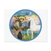 St Francis - White Arabian Horse Post Card