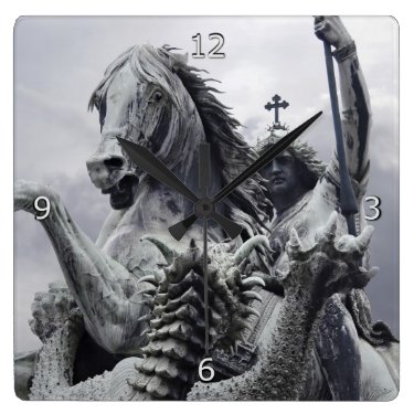 St George and the Dragon Square Wall Clocks