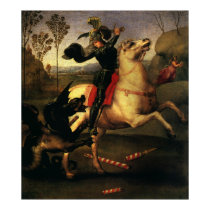 St. George Fighting the Dragon, Raphael, Raffaello Print