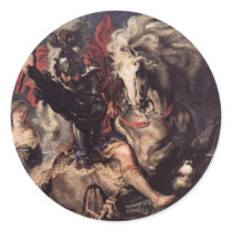 St George Fighting the Dragon Round Sticker