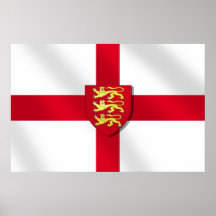 St. George's cross flag England 3 lions 2012Poster
