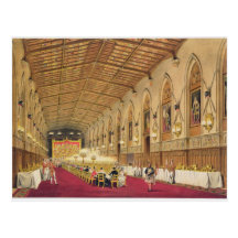 St George's Hall, Windsor Castle, 1838 (colour lit Postcard