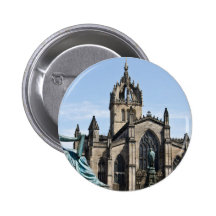 St. Giles Cathedral and David Hume Statue Pinback Button