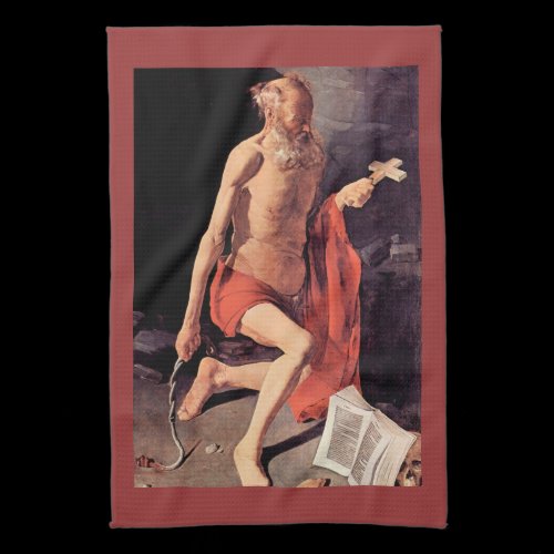 St. Hieronymous by Georges de La Tour Kitchen Towels