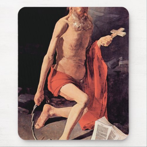 St. Hieronymous by Georges de La Tour Mouse Pads