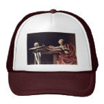 St. Jerome Writing By Michelangelo Merisi Da Carav Trucker Hats