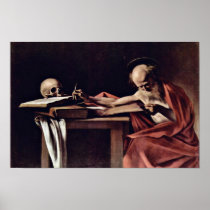 St. Jerome Writing By Michelangelo Merisi Da Carav Posters