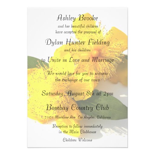 St. John's Wort Blended Family Photo Wedding Custom Announcements