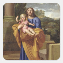 St. Joseph Carrying the Infant Jesus, 1665 Square Sticker