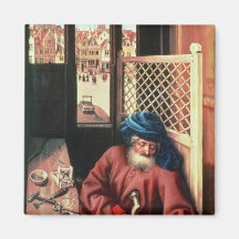 St. Joseph Portrayed as a Medieval Carpenter Fridge Magnets