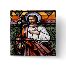 St. Joseph pray for us - stained glass window Button