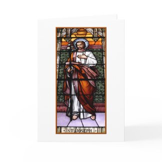 St. Joseph pray for us - stained glass window Greeting Card