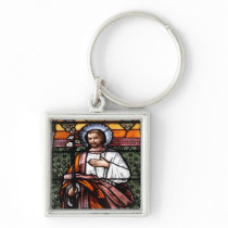 St. Joseph pray for us - stained glass window Keychain
